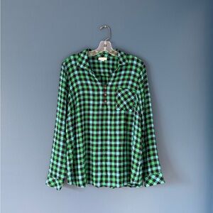 NWOT J.Jill Plaid Button Down Shirt Womens M Long Relaxed shirt